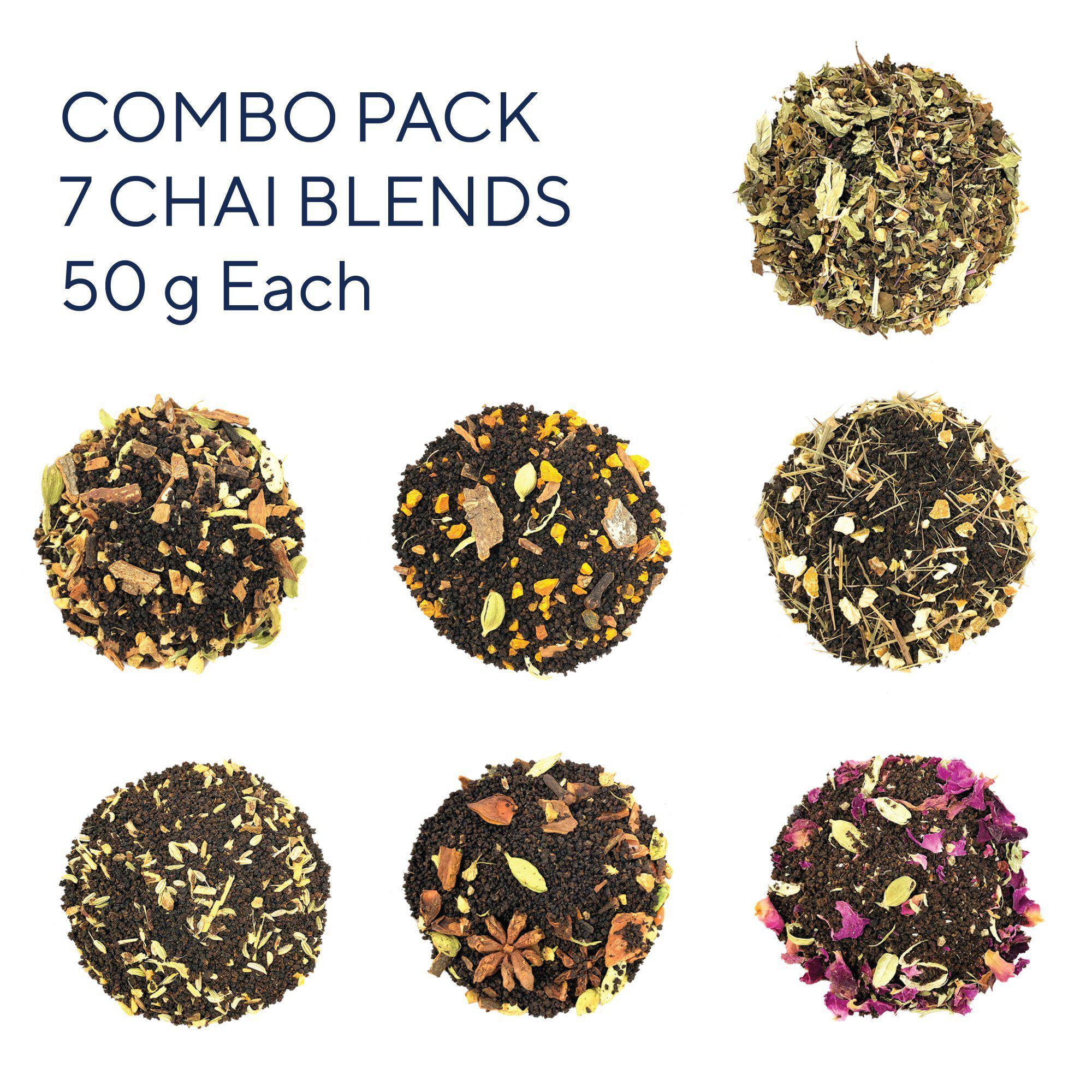 Chai Combo Pack (7 Chai Blends of 50 gms Each)-Dancing Leaf