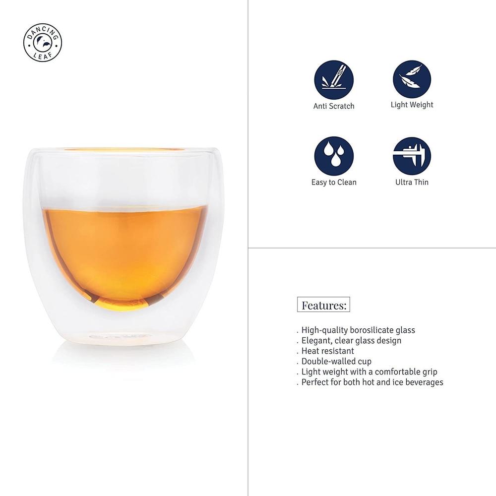 Clasico Teapot (300ml) + 2 Fino Double Walled Cups (80ml) (Combo Pack)-Dancing Leaf