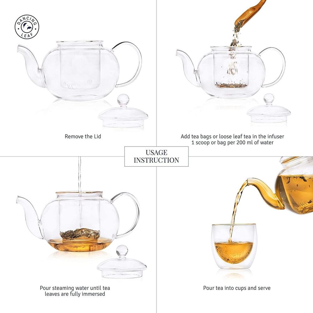 Clasico Teapot (300ml) + 2 Fino Double Walled Cups (80ml) (Combo Pack)-Dancing Leaf