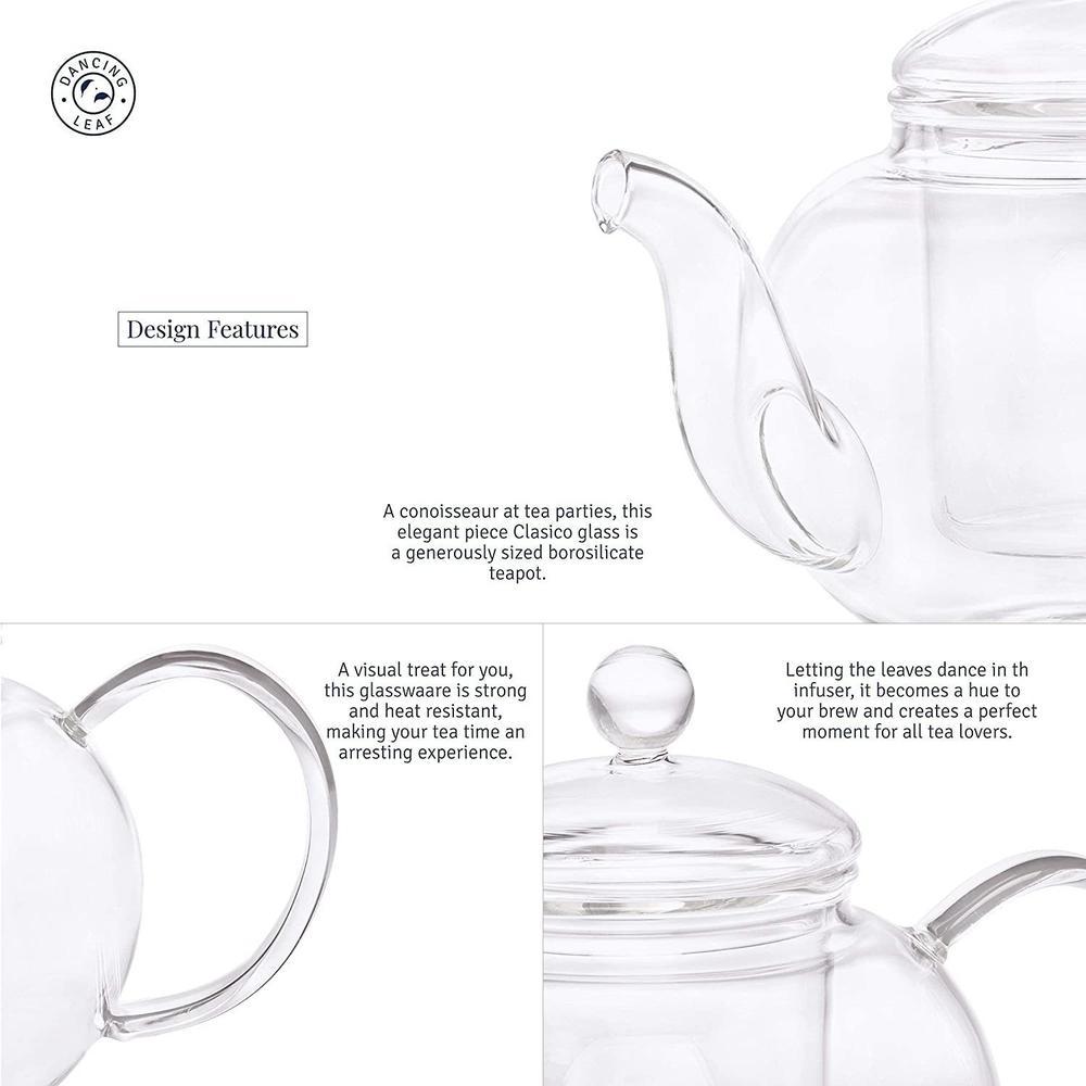 Clasico Teapot with Infuser (600ml)-Dancing Leaf