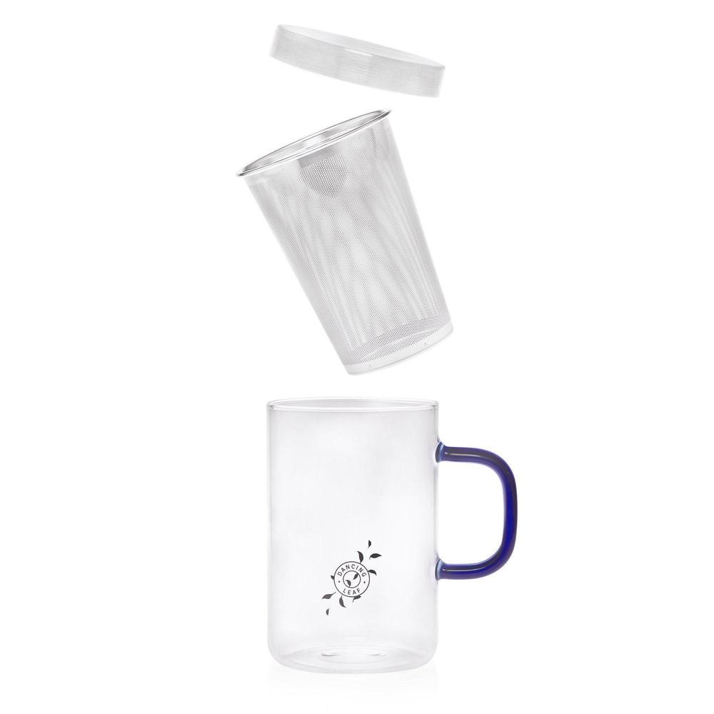 Grande Glass Tea Mug with Steel Infuser (500ml)-Dancing Leaf