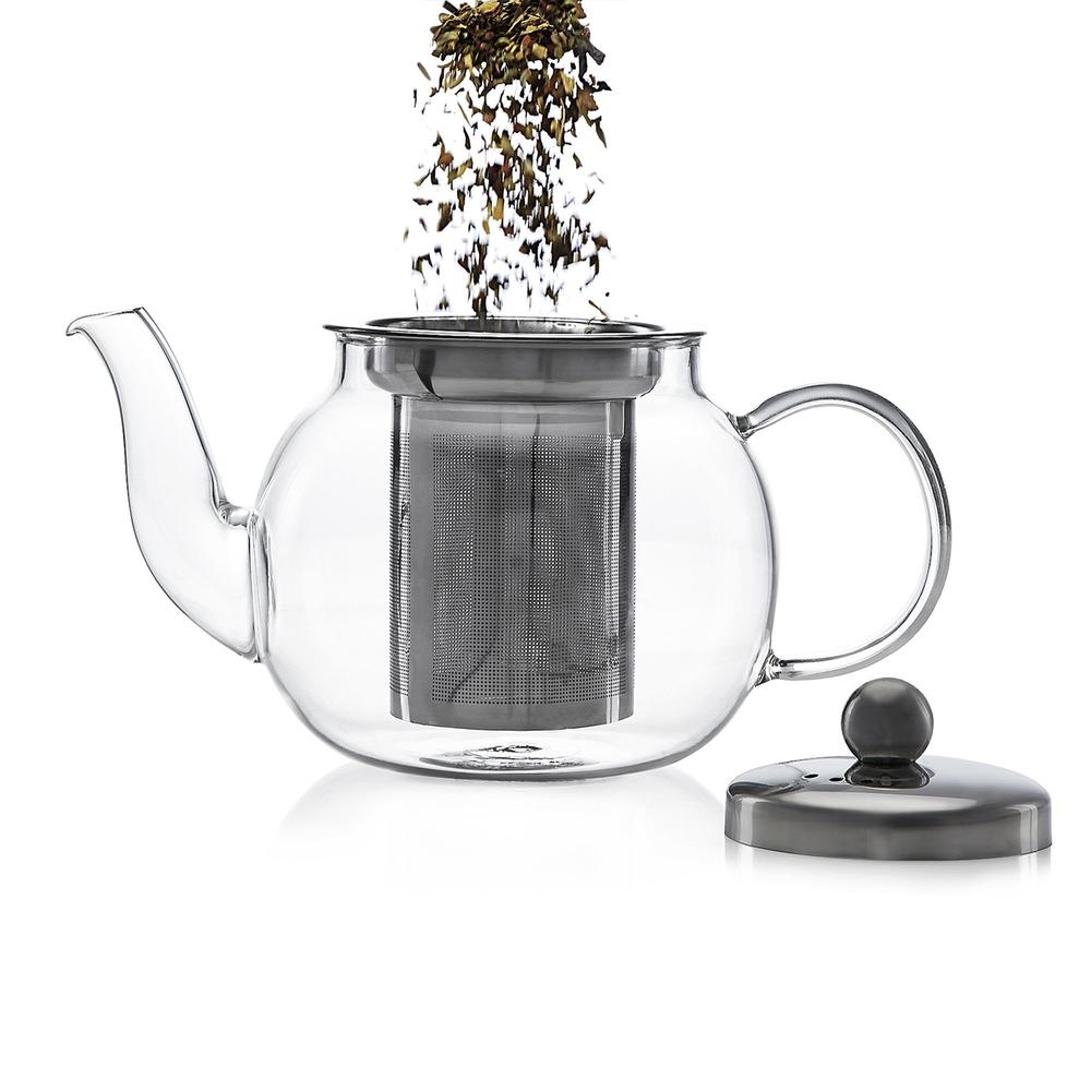 Moderna Glass Teapot with Stainless Steel Infuser (650ml)-Dancing Leaf