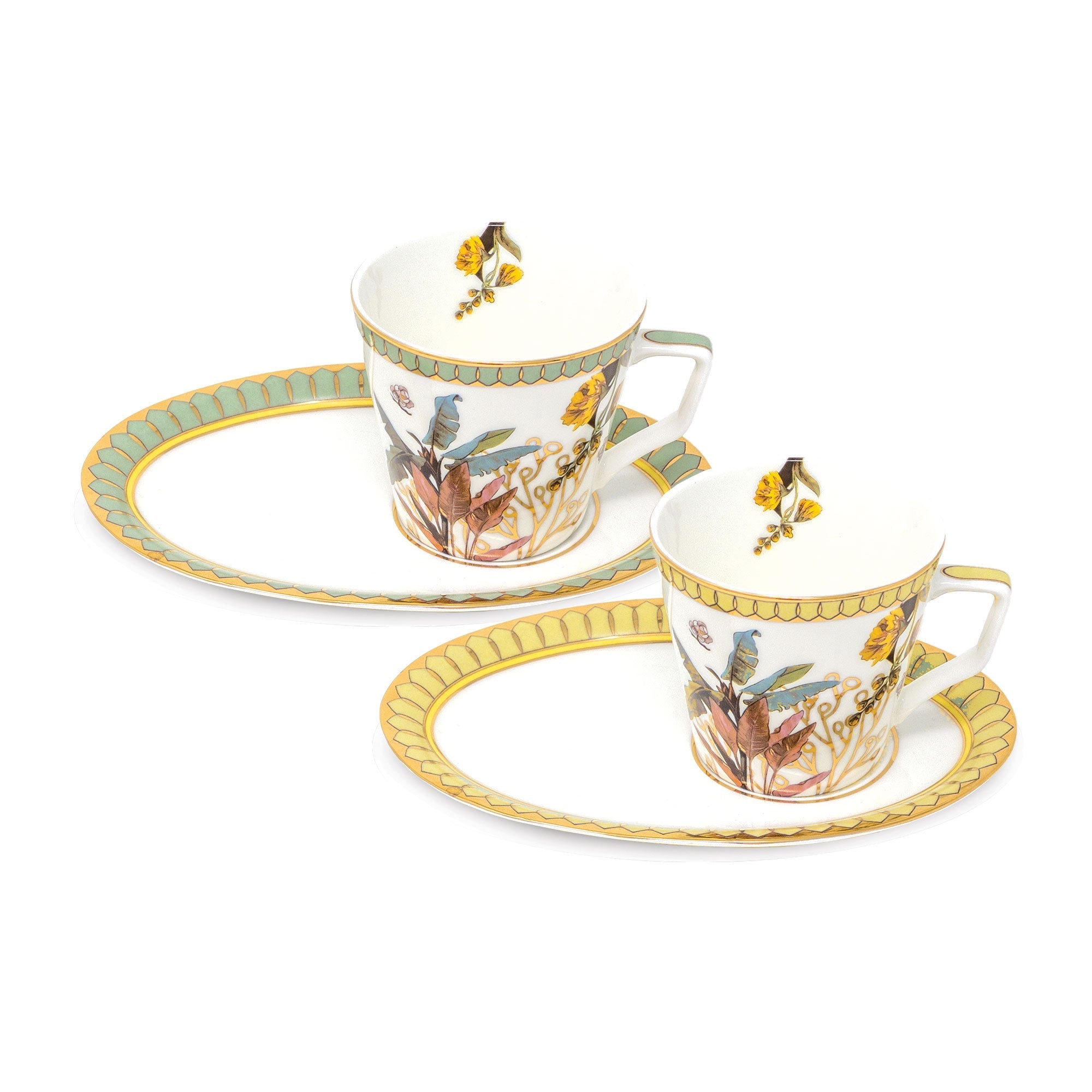 Nilaya Oval Cup & Saucer (275 ml) - Set of 2-Dancing Leaf