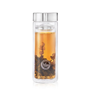 Viajero Glass Travel Tea Tumbler (350ml)-Dancing Leaf